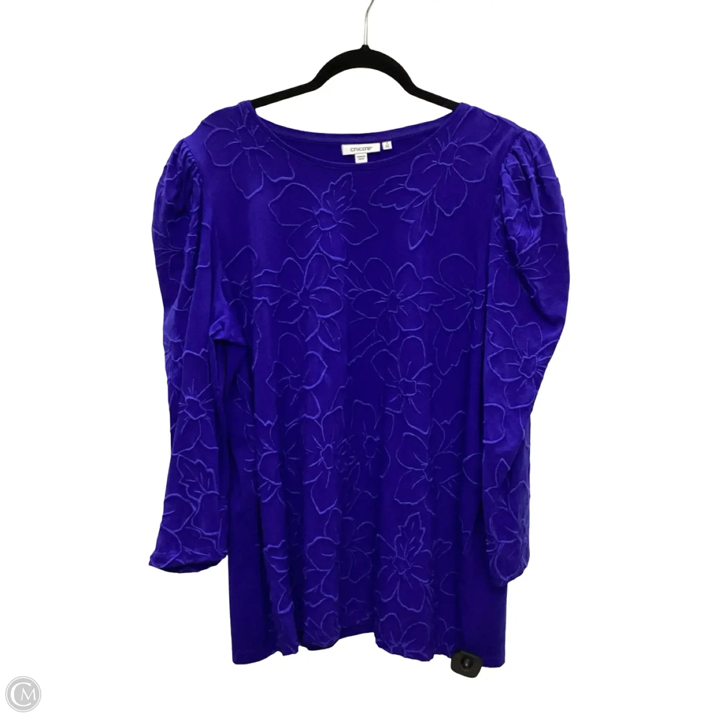Blouse Long Sleeve By Chicos In Floral Print, Size: 4