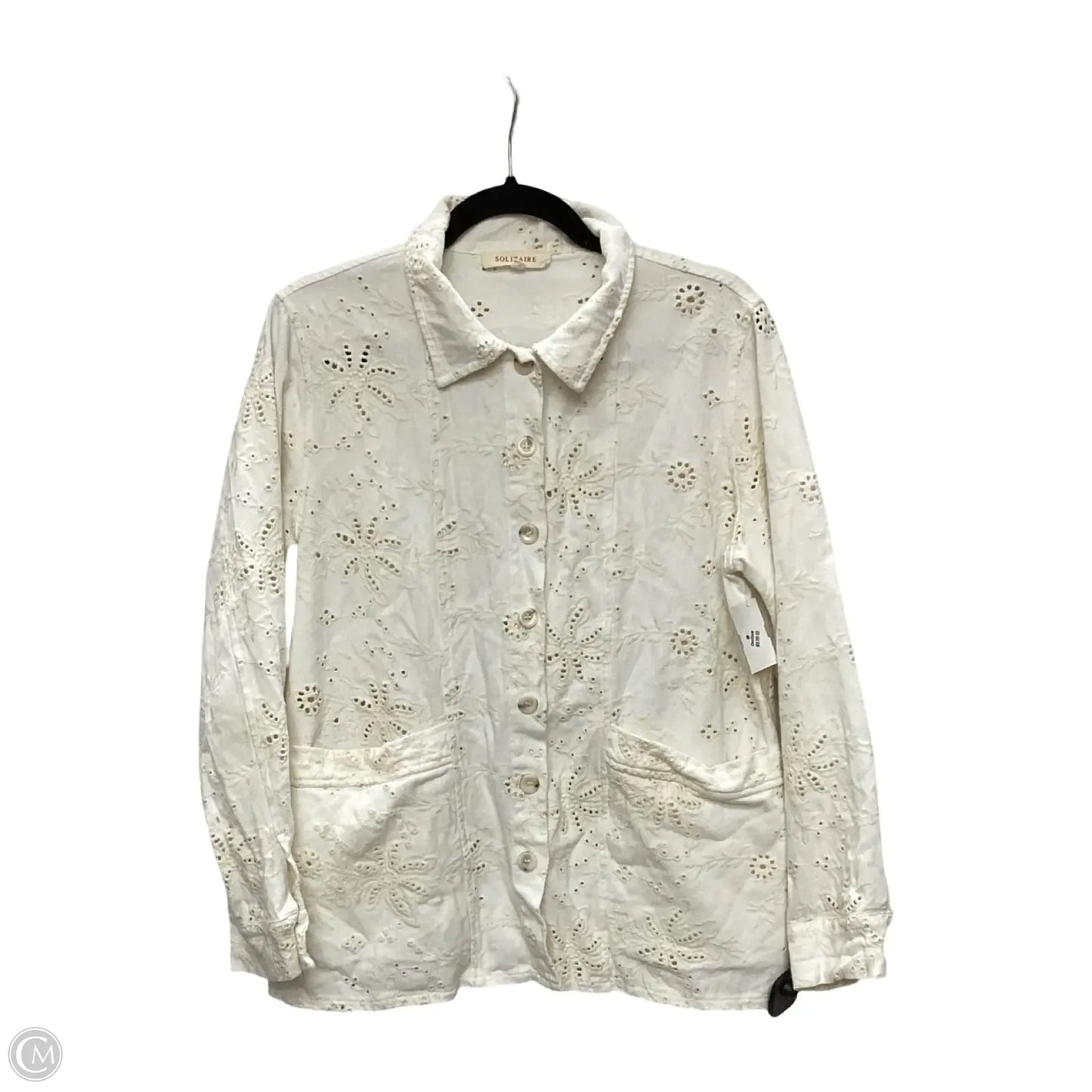 Jacket Denim By Solitaire In Cream, Size: L