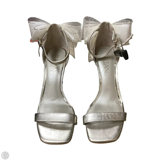 Sandals Heels Stiletto By Clothes Mentor In Silver, Size: 8