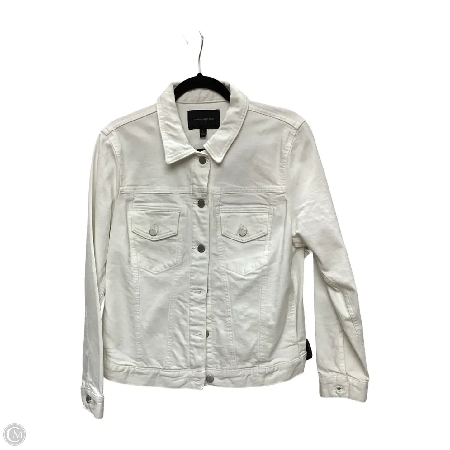Jacket Denim By Banana Republic In White Denim, Size: L