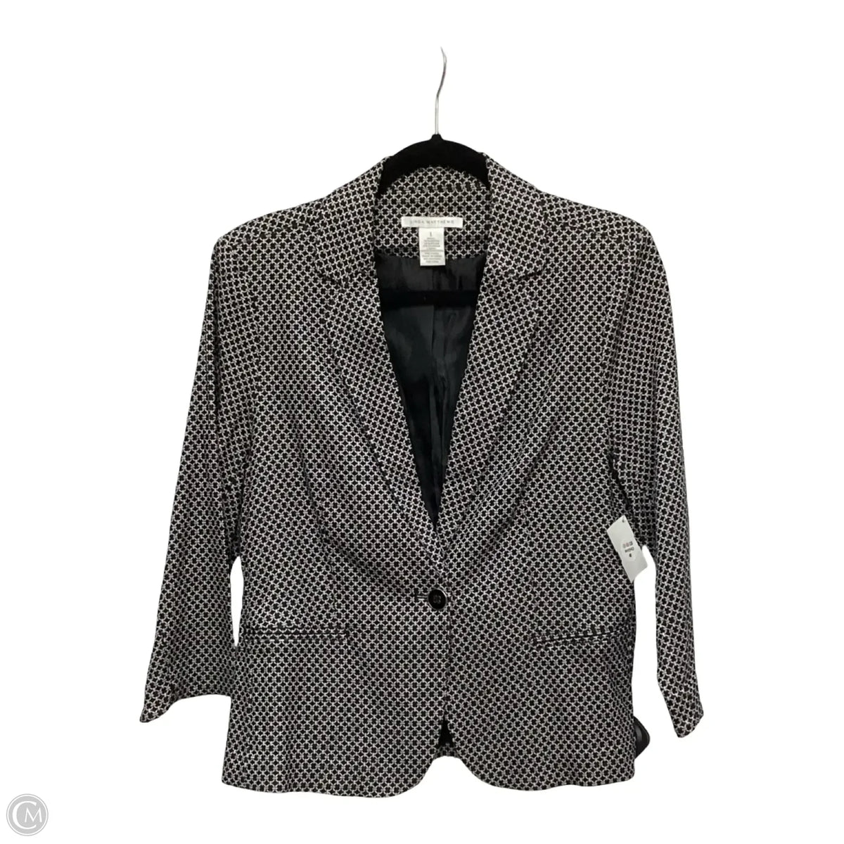 Blazer By Clothes Mentor In Black & Cream, Size: L