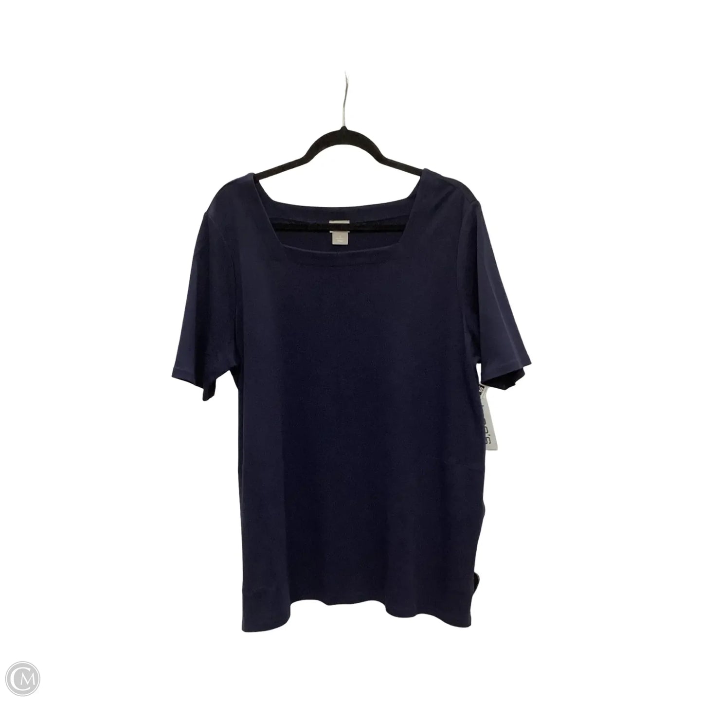 Blouse Short Sleeve By Chicos In Navy, Size: Xl