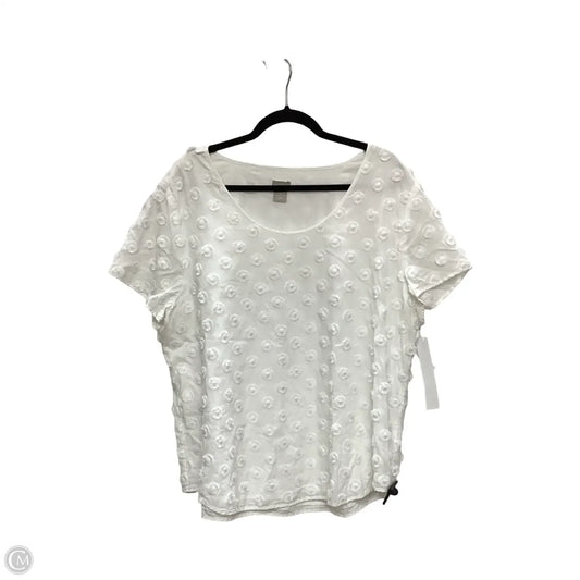 Blouse Short Sleeve By Chicos In White, Size: Xl