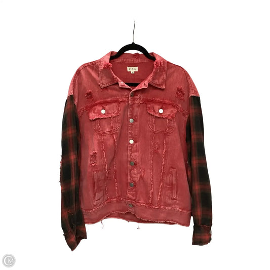 Jacket Denim By Pol In Red, Size: M
