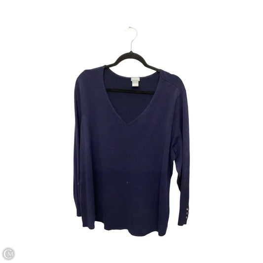 Blouse Long Sleeve By Chicos In Navy, Size: 4