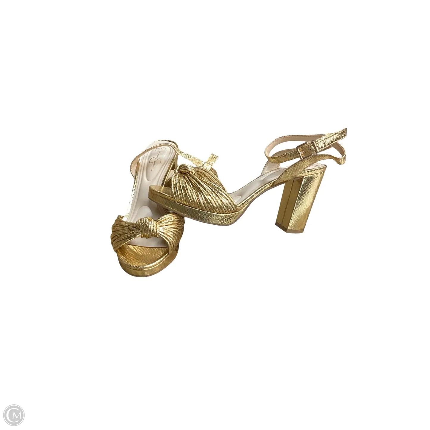 Sandals Heels Block By Jessica Simpson In Gold, Size: 7