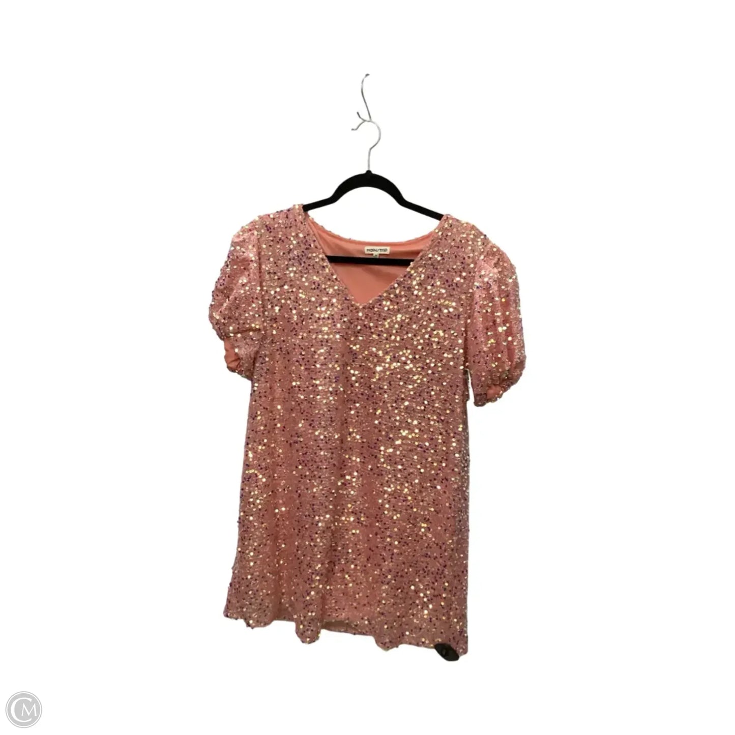 Blouse Short Sleeve By Main Strip In Peach, Size: M