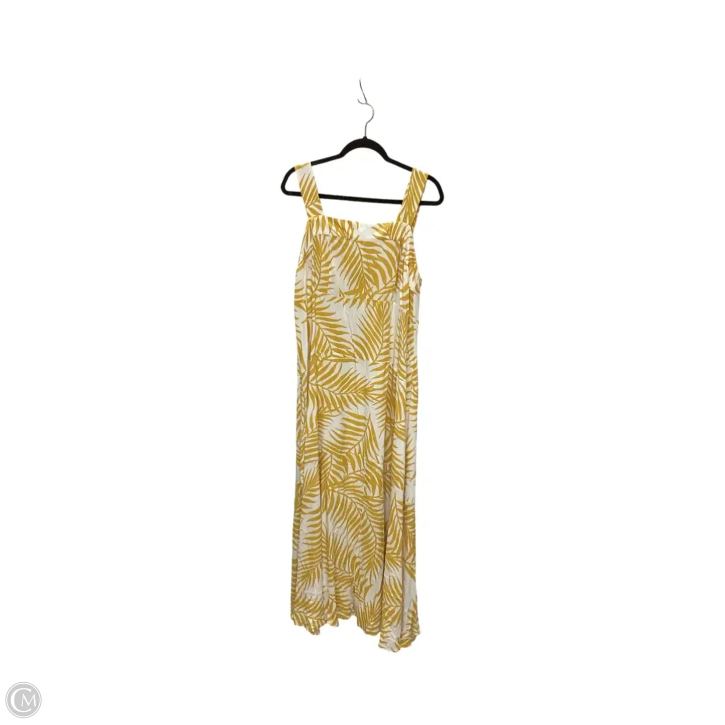 Dress Casual Midi By Vince Camuto In White & Yellow, Size: 1x
