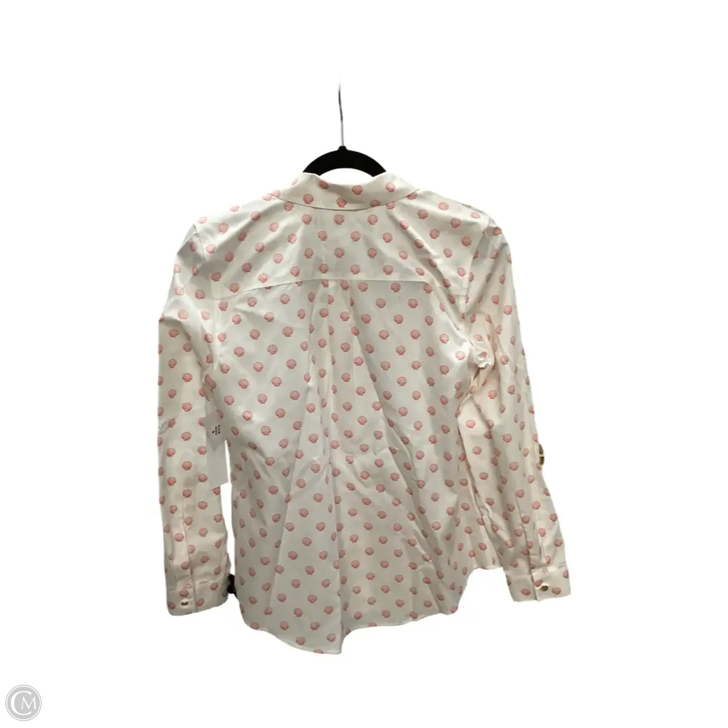 Blouse Long Sleeve By Chicos In Orange & White, Size: 0