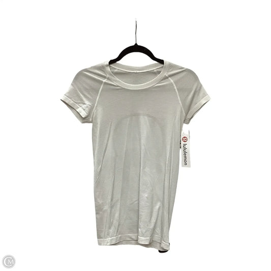 Athletic Top Short Sleeve By Lululemon In White, Size: 4