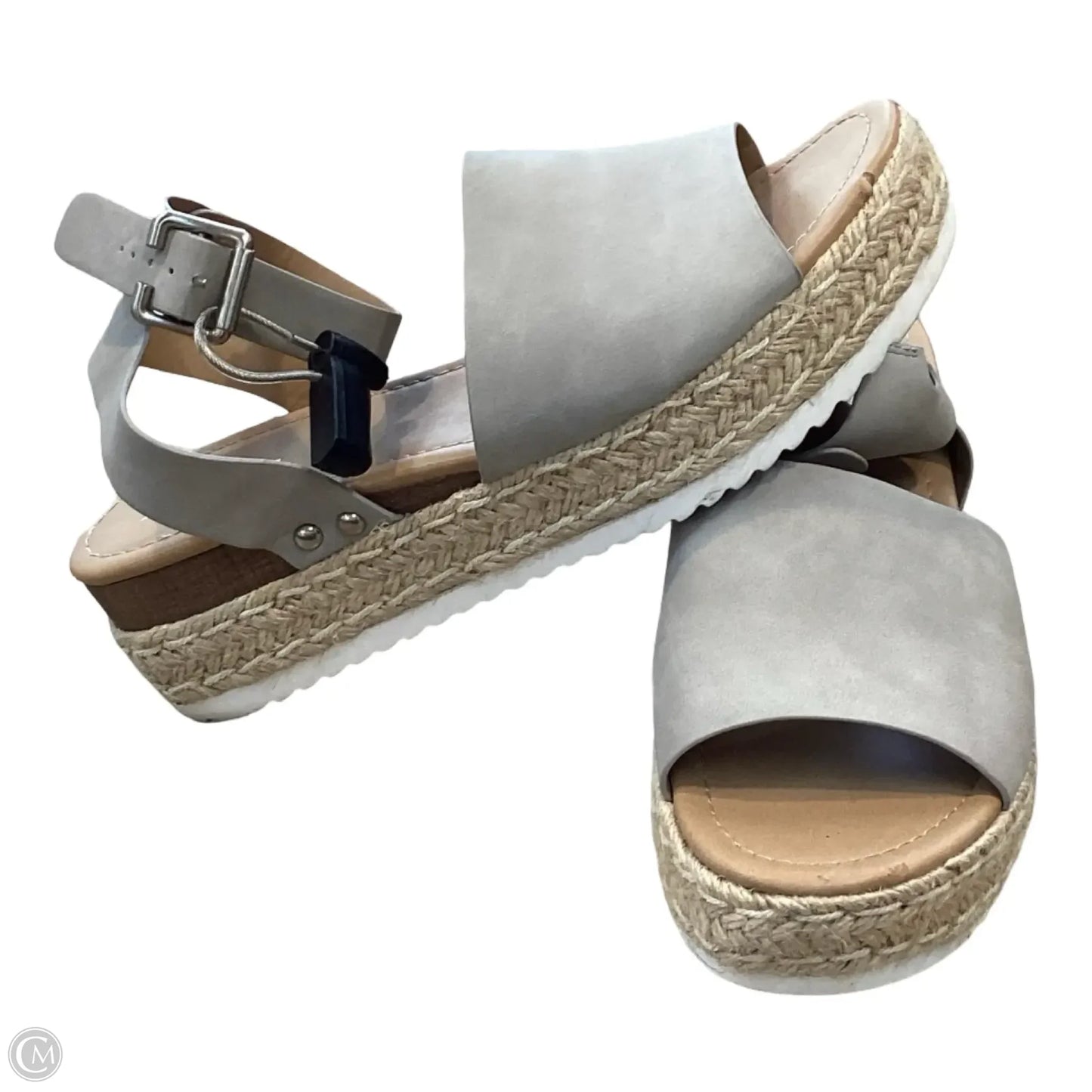 Sandals Heels Platform By Soda In Grey, Size: 10