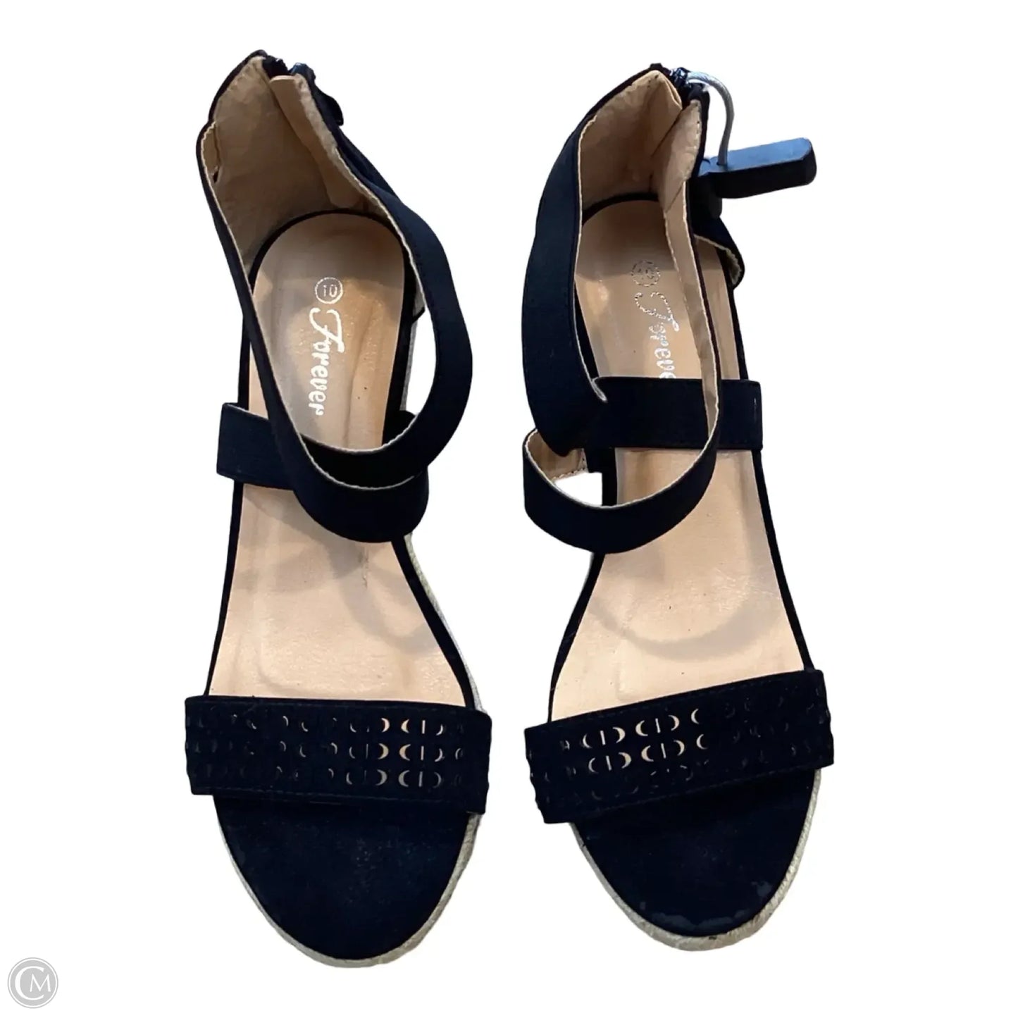 Sandals Heels Wedge By Forever In Black, Size: 10