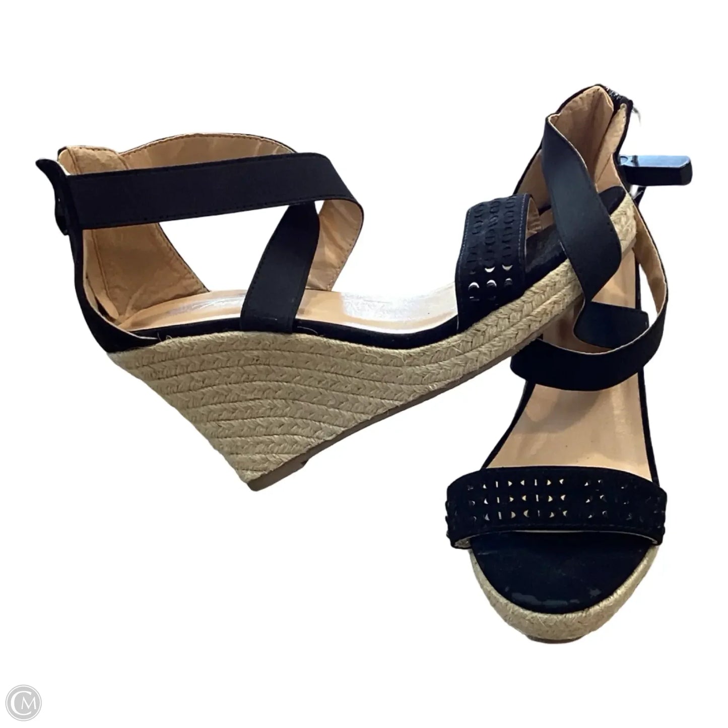 Sandals Heels Wedge By Forever In Black, Size: 10