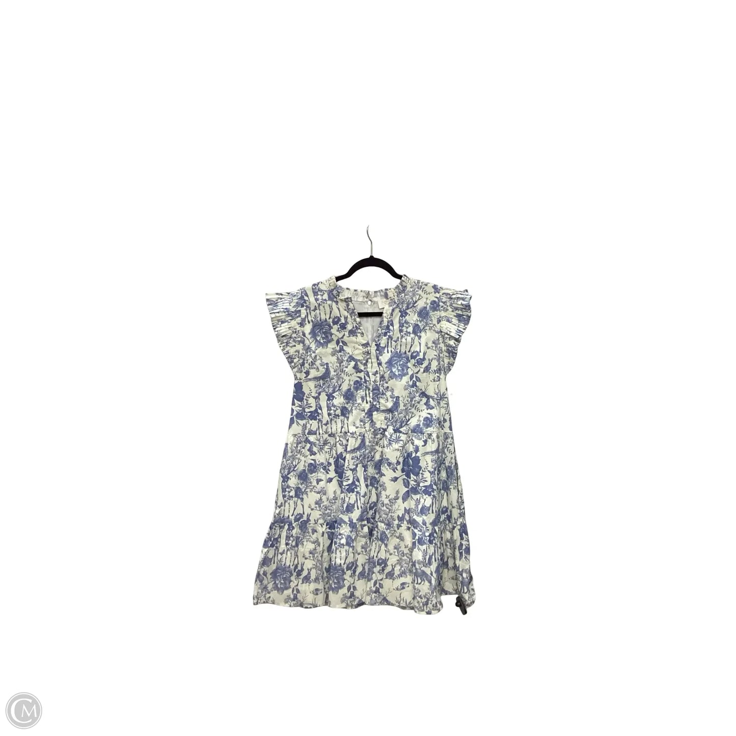 Dress Casual Short By Fate In Blue & Cream, Size: M