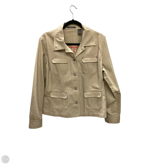 Jacket Denim By Liz Claiborne In Tan, Size: Xl