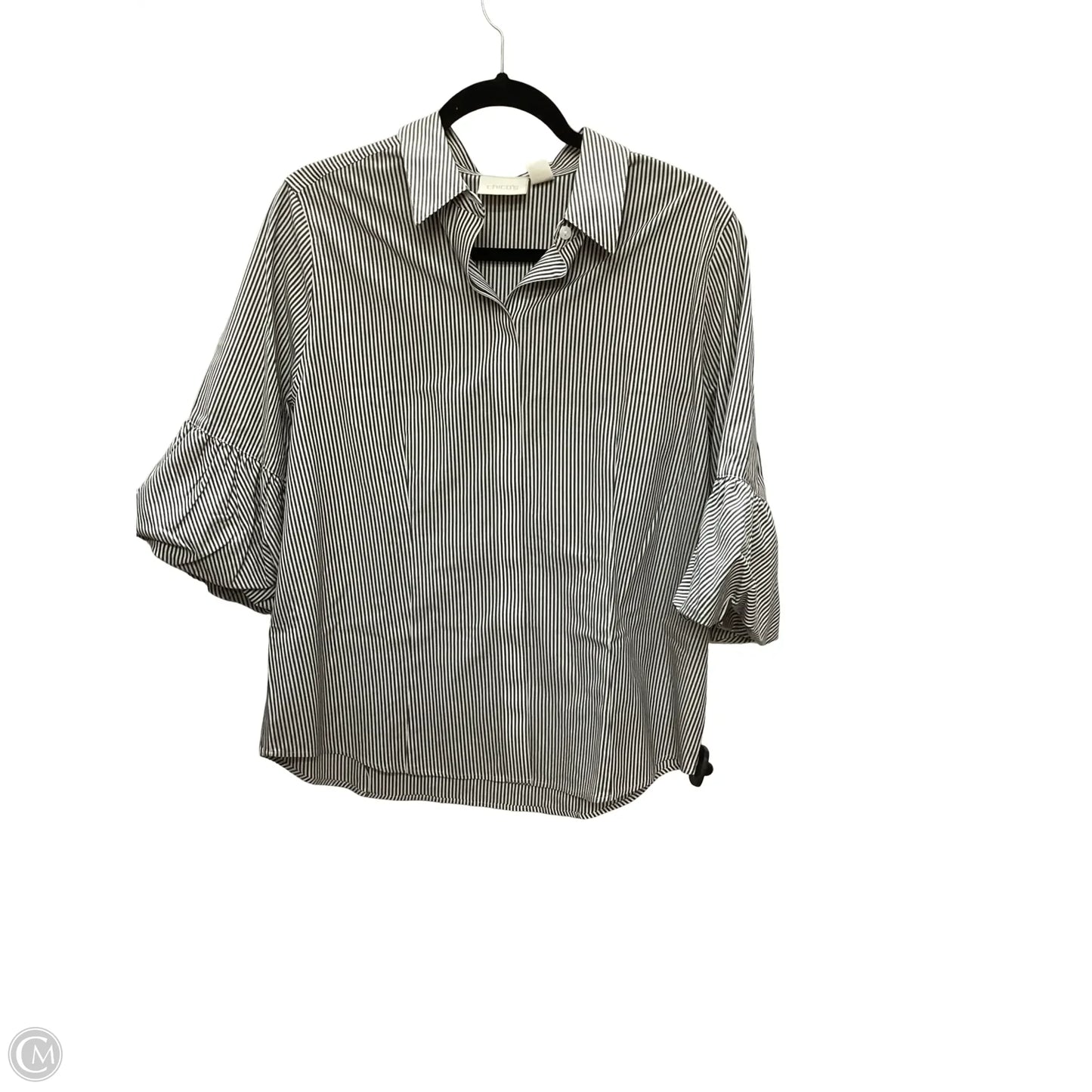 Blouse Short Sleeve By Chicos In Striped Pattern, Size: M