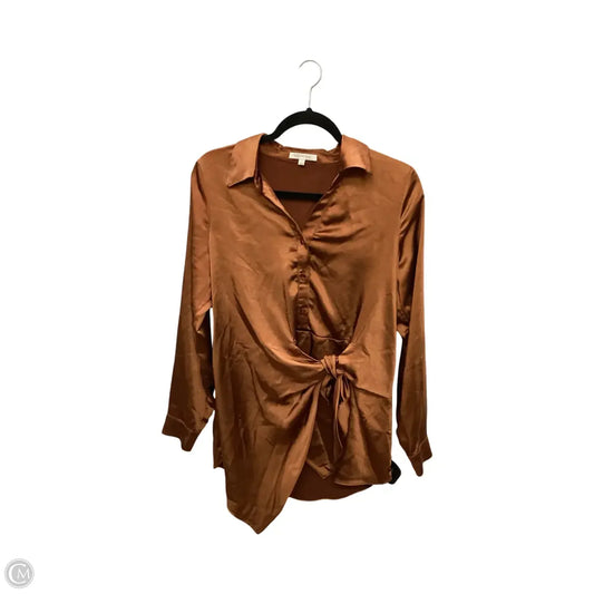 Blouse Long Sleeve By Skies Are Blue In Brown, Size: S