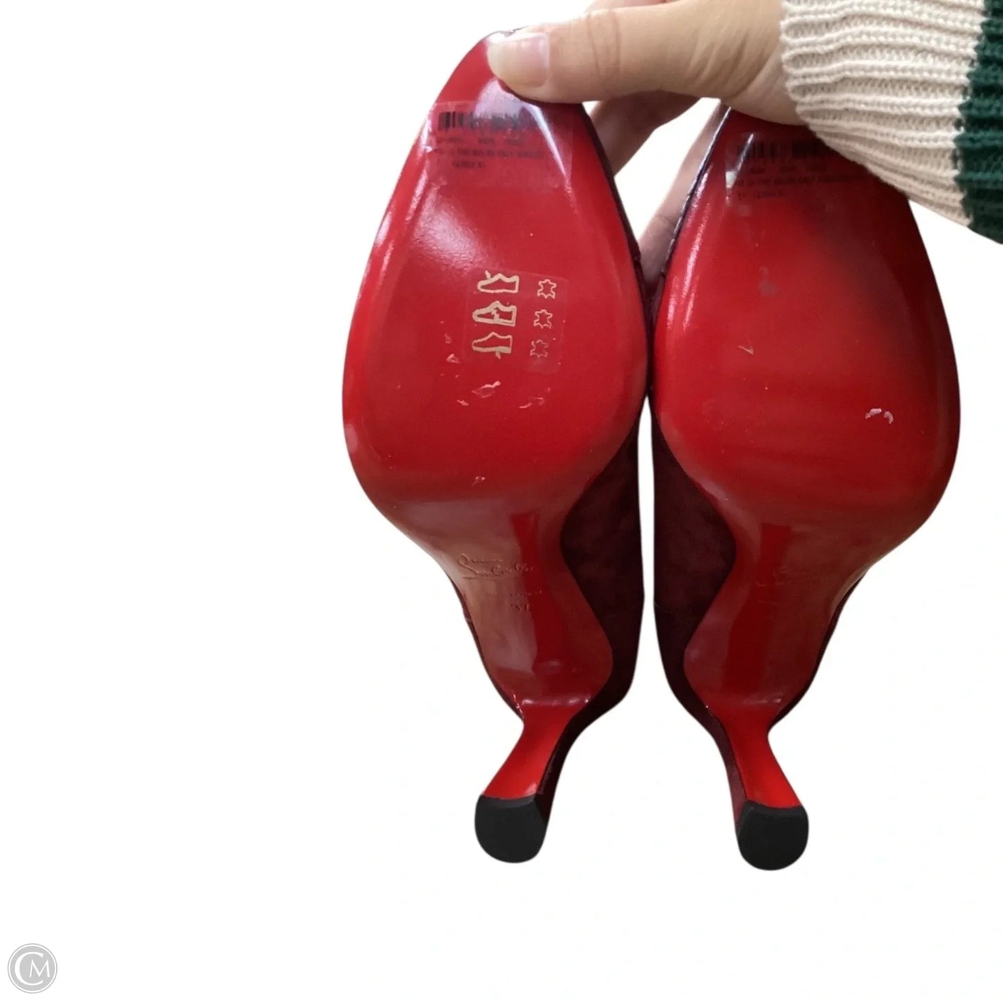 Boots Luxury Designer By Christian Louboutin In Red, Size: 6.5