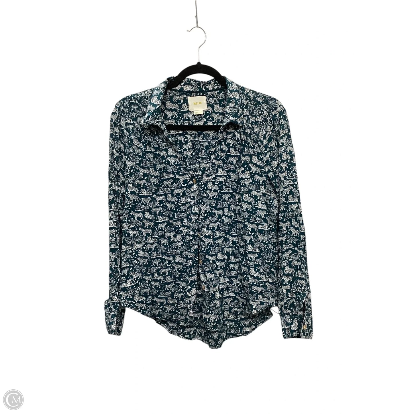 Blouse Long Sleeve By Maeve In Teal, Size: 10