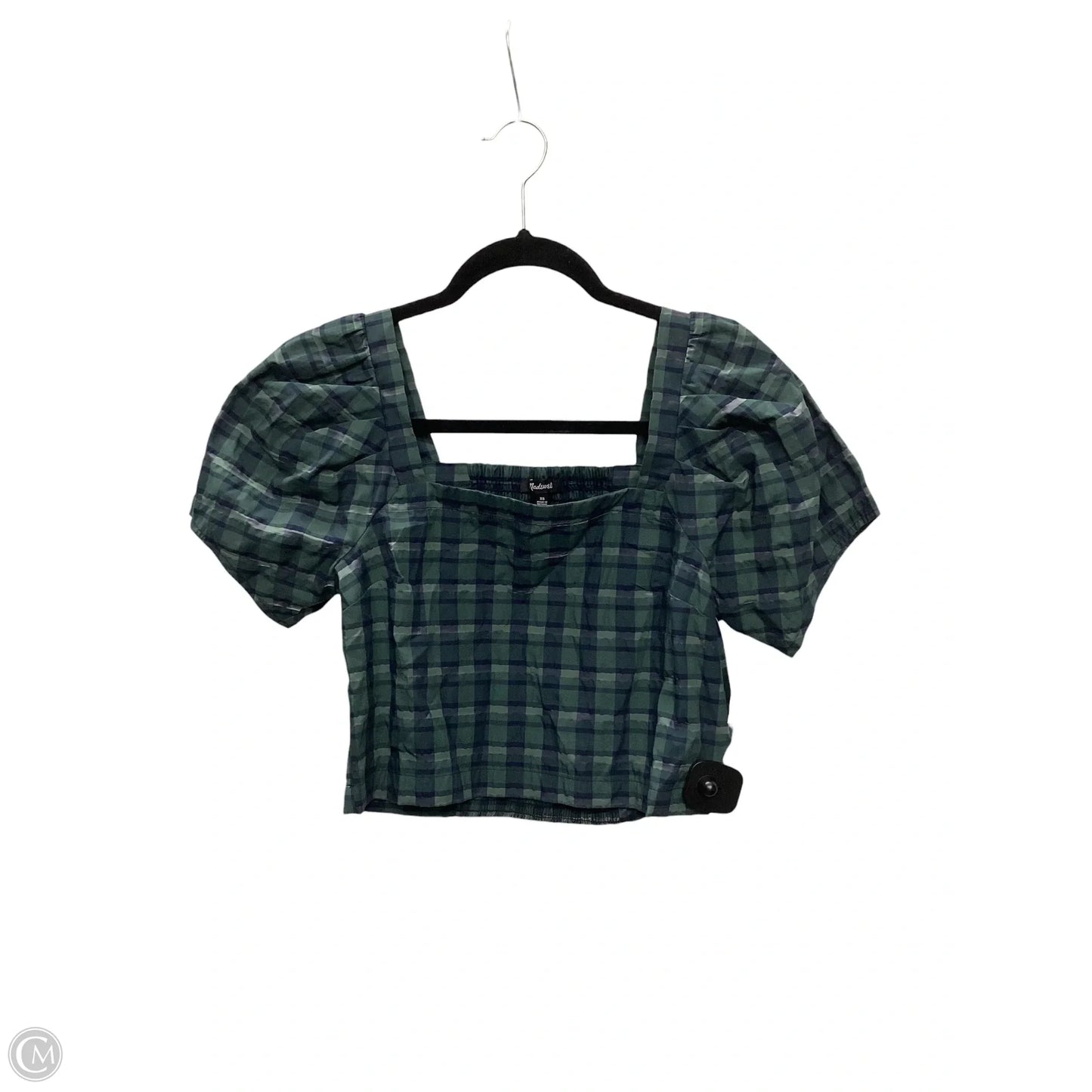 Blouse Short Sleeve By Madewell In Plaid Pattern, Size: Xs