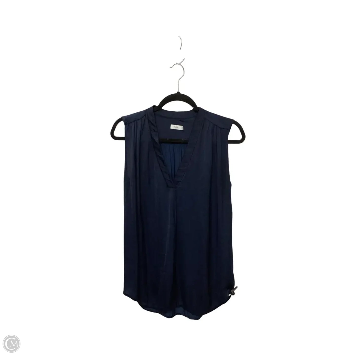 Designer Blouse Sleeveless By Vince In Navy, Size: S