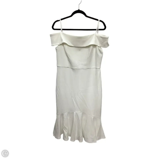 Designer Dress Party Midi By Marina In White, Size: 14