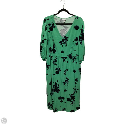 Dress Casual Midi By Ava & Viv In Green & White, Size: 3x