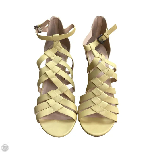 Sandals Heels Block By Xoxo In Yellow, Size: 10