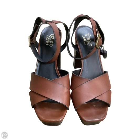 Sandals Heels Block By Franco Sarto In Brown, Size: 10