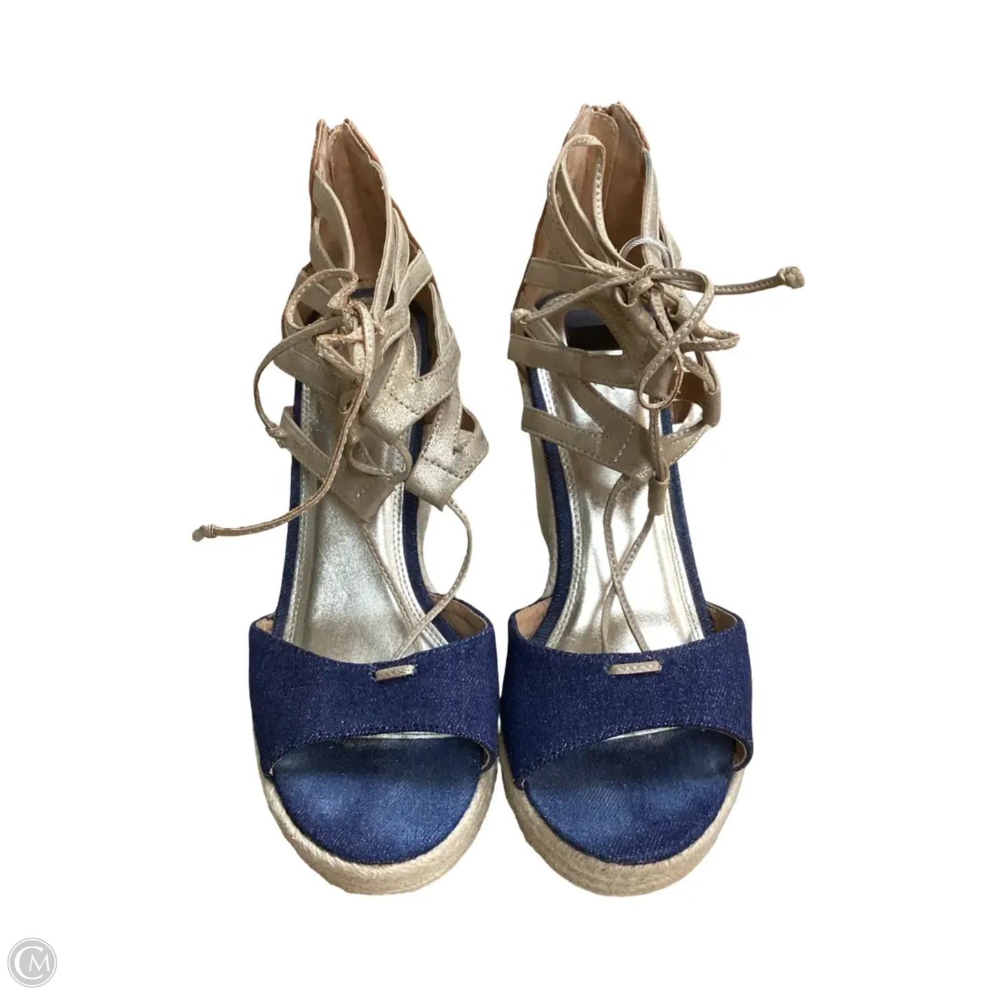 Sandals Heels Wedge By Clothes Mentor In Navy, Size: 10