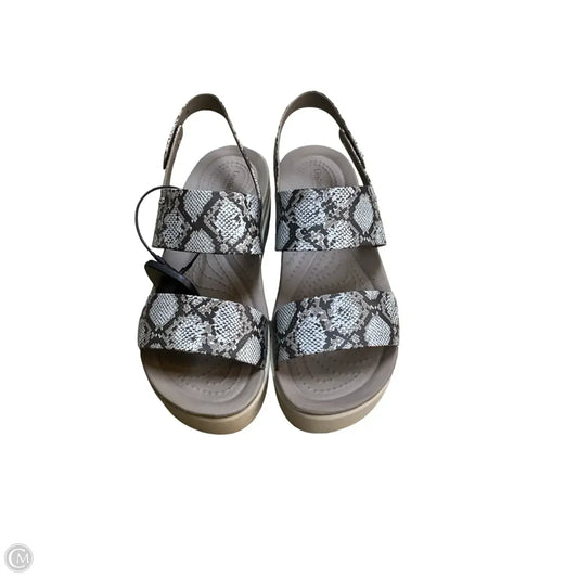 Sandals Heels Wedge By Crocs In Animal Print, Size: 6
