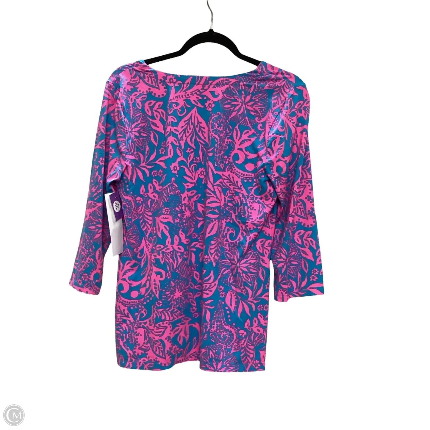 Top 3/4 Sleeve Designer By Lilly Pulitzer In Blue & Pink, Size: M