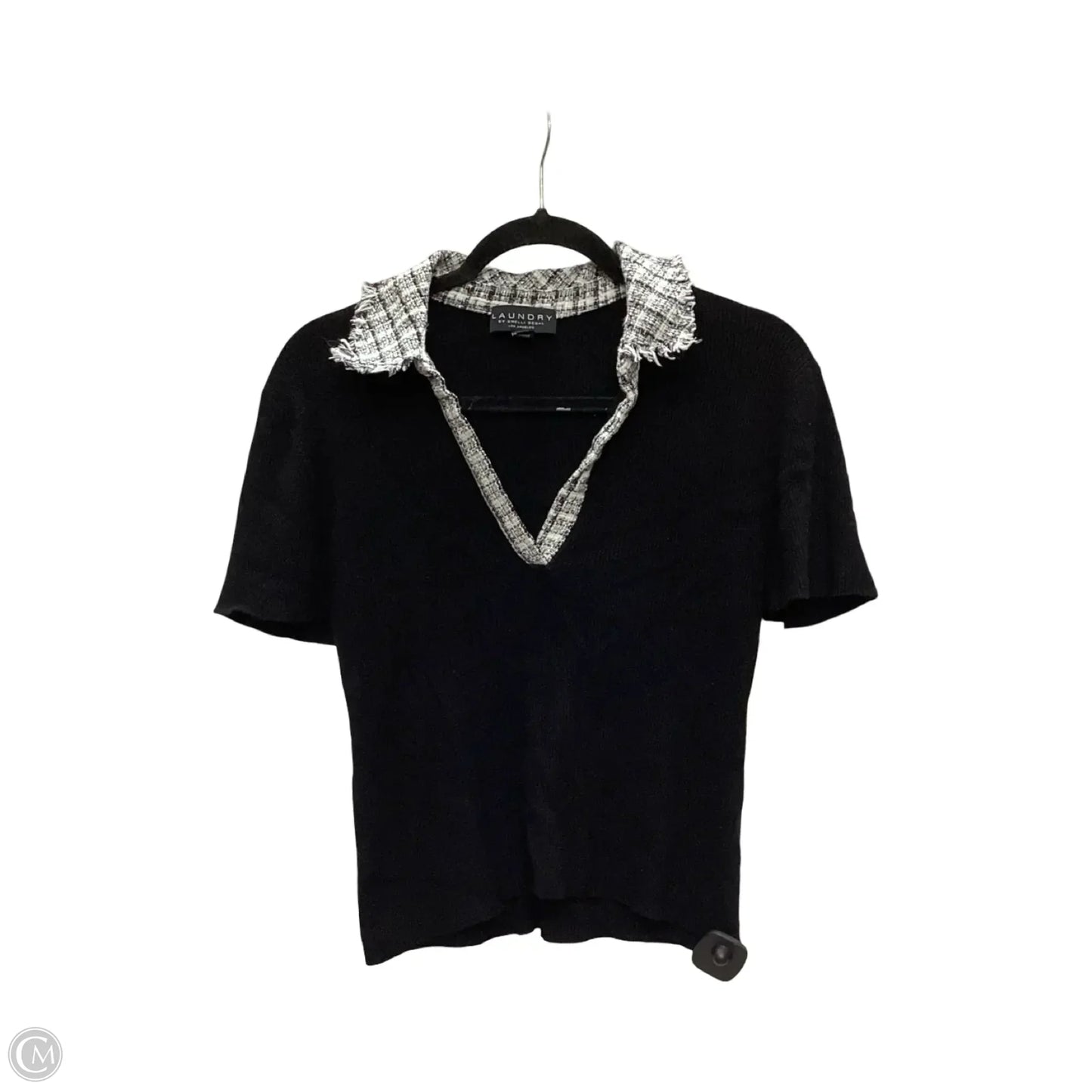 Blouse Short Sleeve By Laundry by Shelli Segal In Black, Size: S