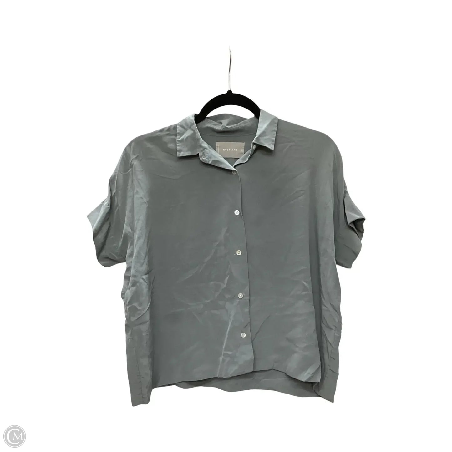 Designer Blouse Short Sleeve By Everlane In Grey, Size: 0