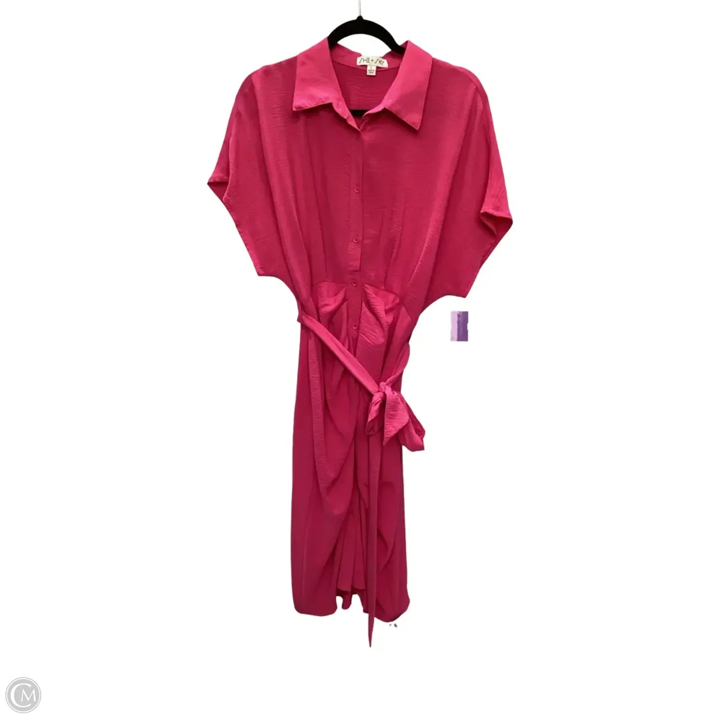 Dress Casual Midi By She + Sky In Pink, Size: L