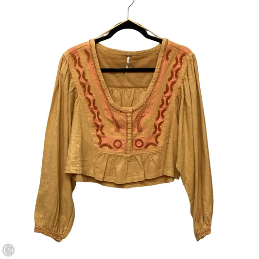 Top Long Sleeve By Free People In Yellow, Size: M