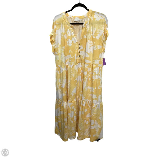 Dress Casual Maxi By Wonderly In White & Yellow, Size: 2x