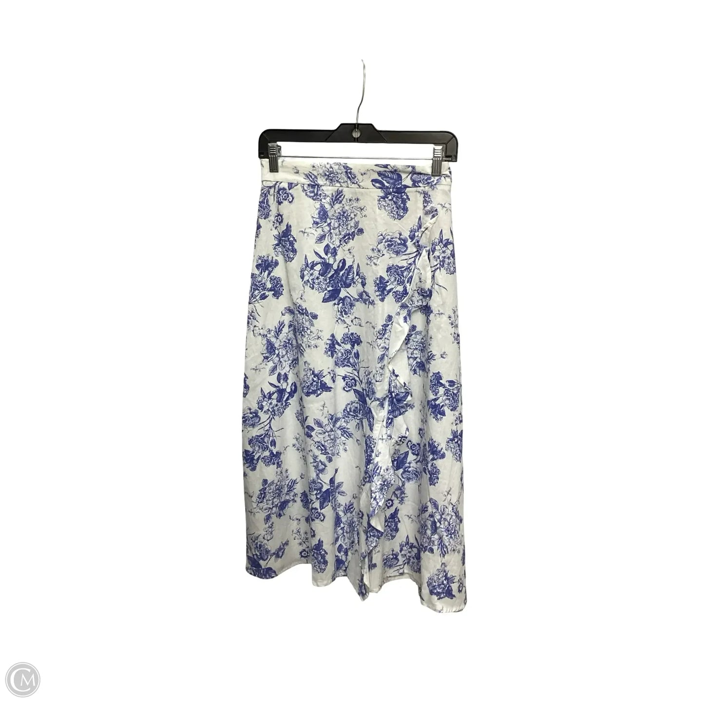 Skirt Midi By Clothes Mentor In Blue & White, Size: L