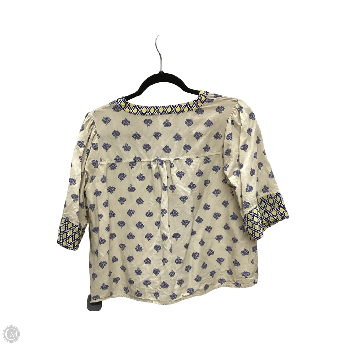 Designer Blouse Short Sleeve By Voy In Cream, Size: S