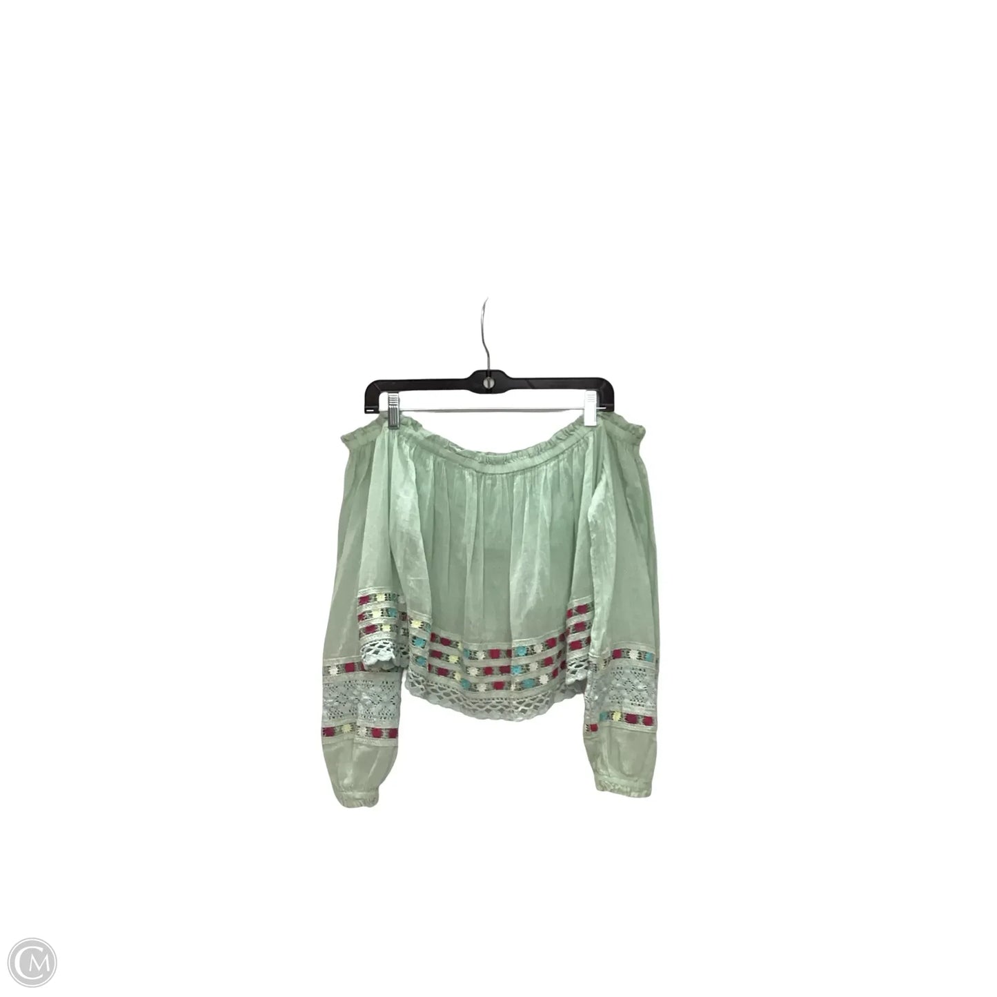 Blouse Long Sleeve By Free People In Green, Size: Xs