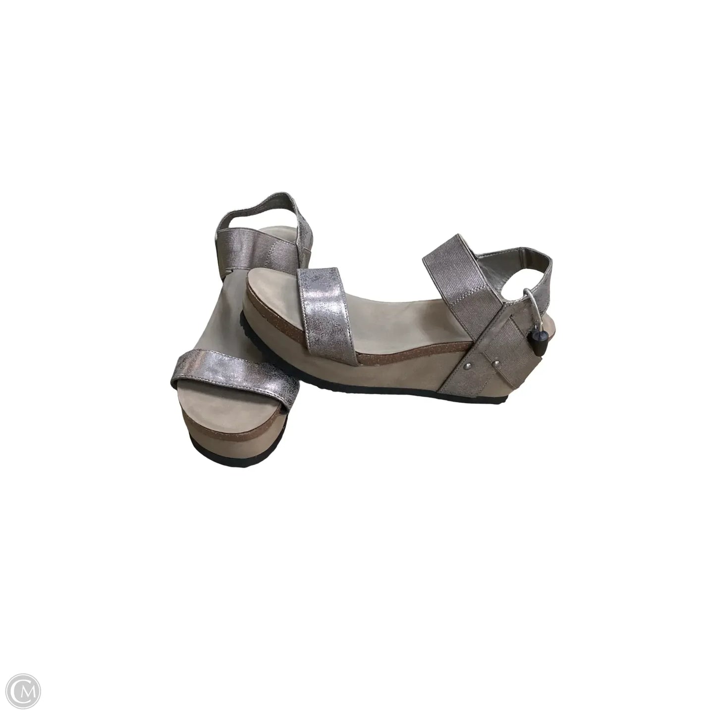 Sandals Heels Wedge By Axxiom In Grey, Size: 9