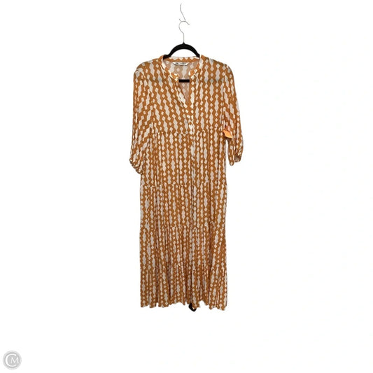 Dress Casual Maxi By Zara In Orange & White, Size: S