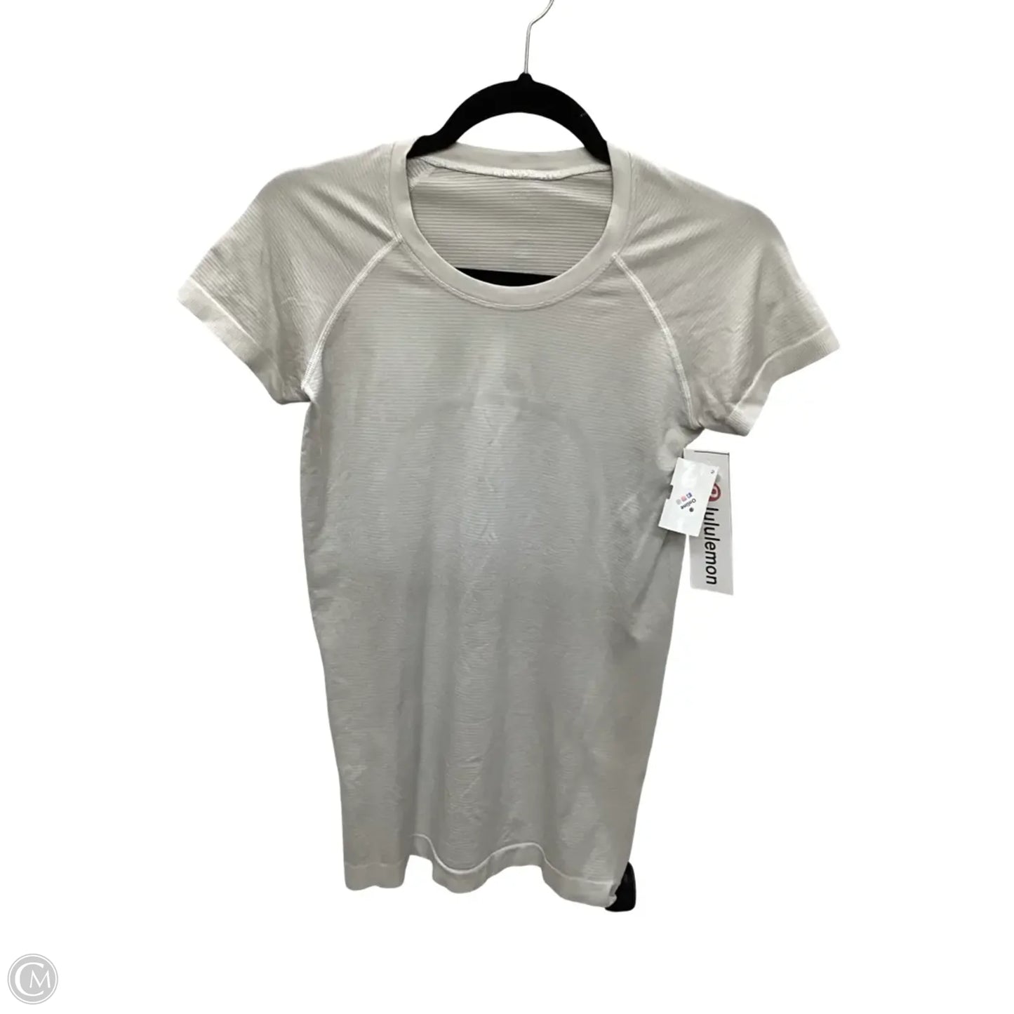 Athletic Top Short Sleeve By Lululemon In Grey, Size: 6