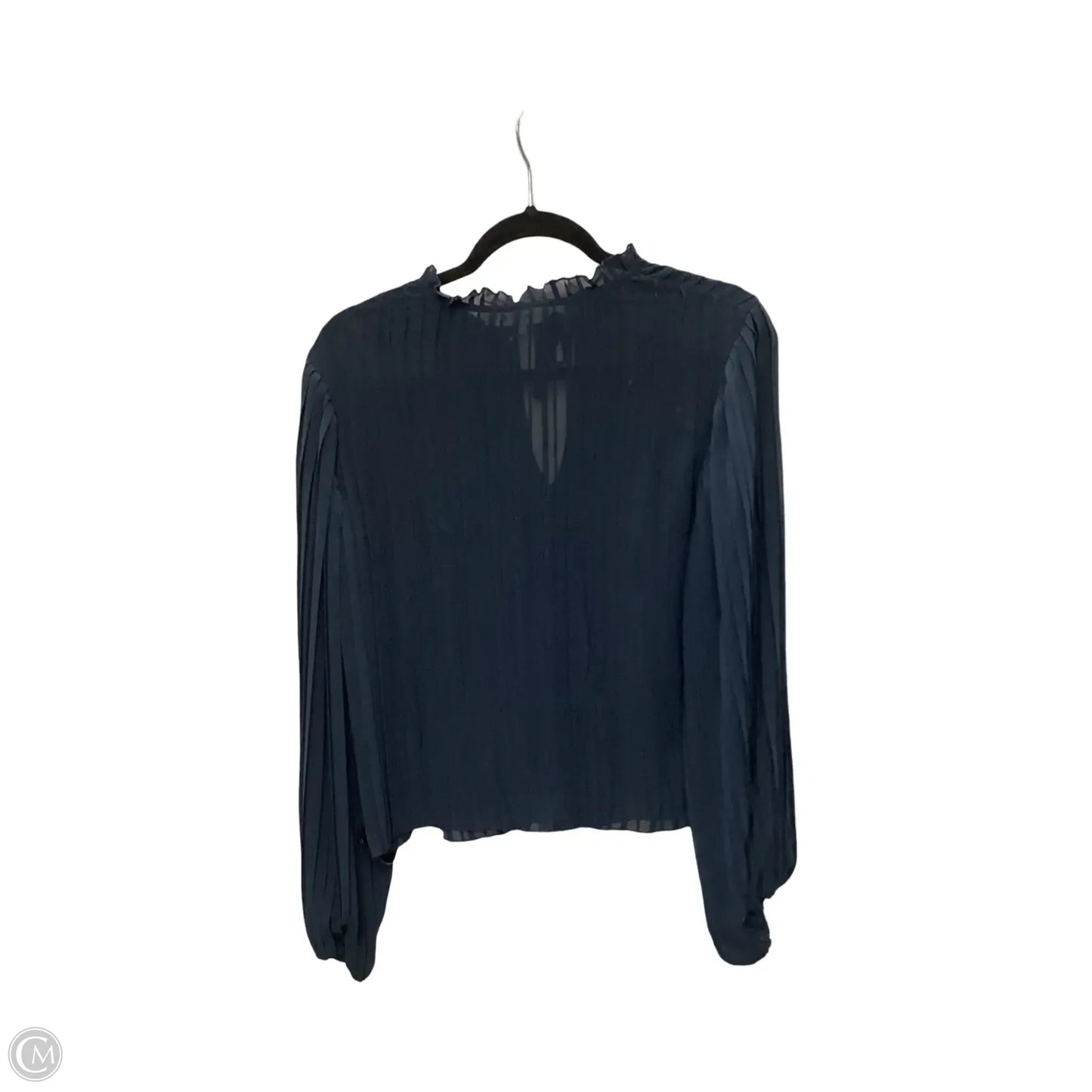 Blouse Long Sleeve By Frame In Navy, Size: Xs