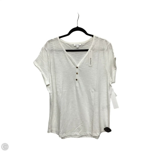 Blouse Short Sleeve By Chicos In White, Size: Xl