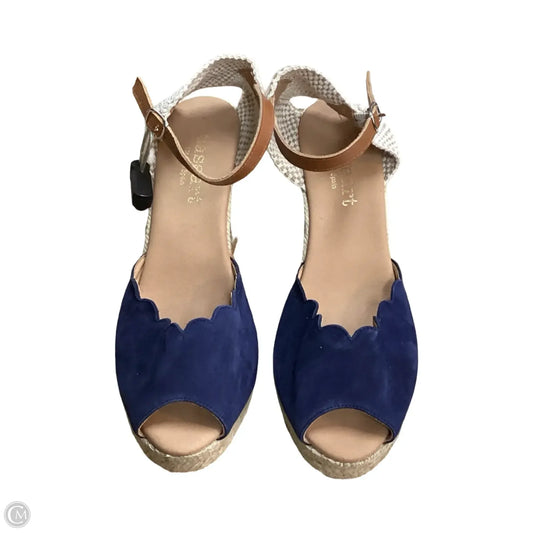 Sandals Heels Wedge By Clothes Mentor In Navy, Size: 9.5