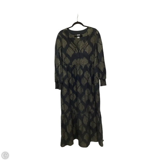 Dress Casual Maxi By Chicos In Black & Gold, Size: Xl
