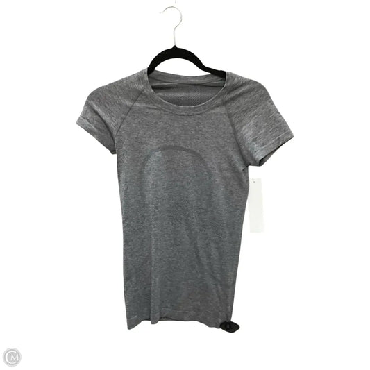 Athletic Top Short Sleeve By Lululemon In Grey, Size: 4