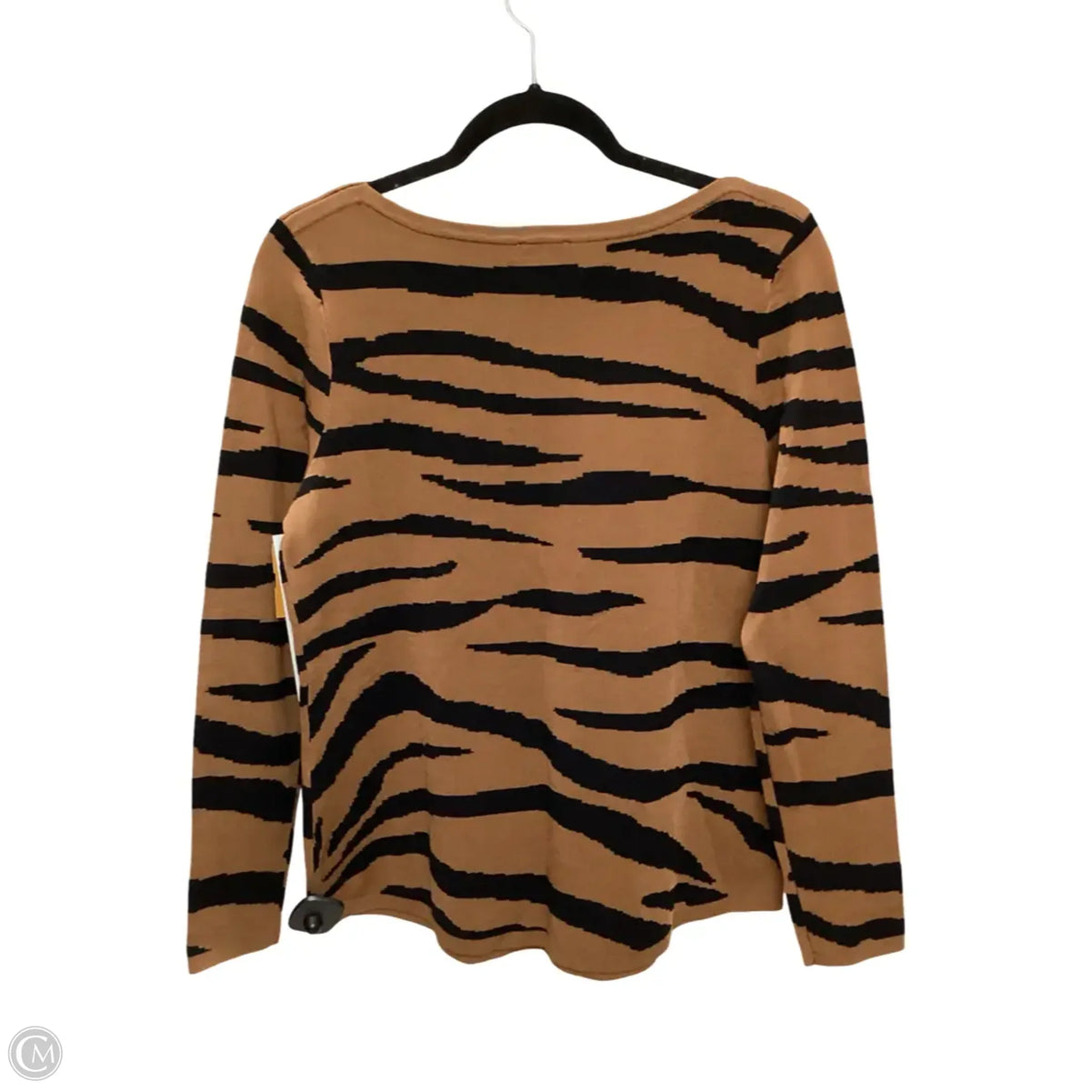Blouse Long Sleeve By Chicos In Black & Brown, Size: M