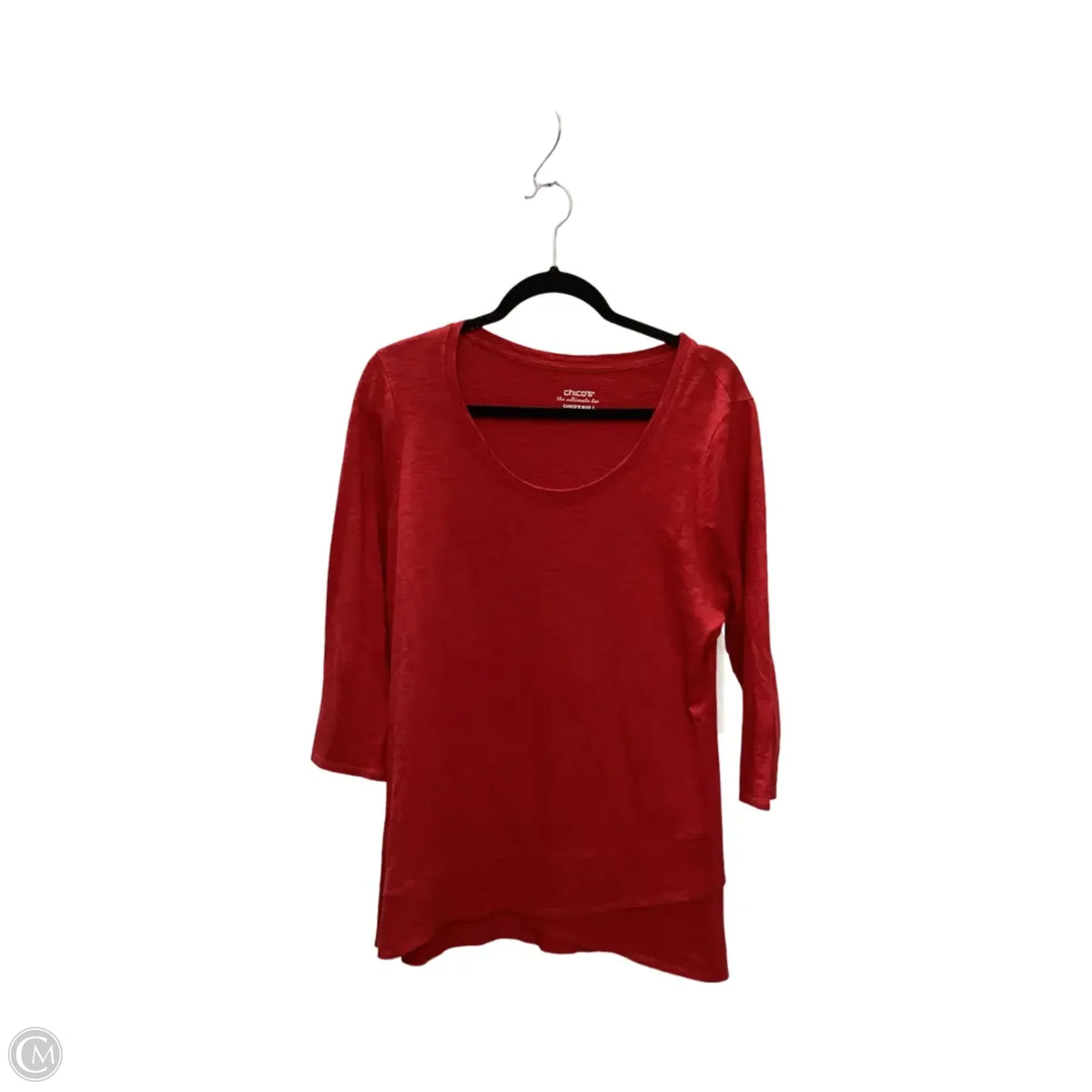 Top 3/4 Sleeve Basic By Chicos In Red, Size: L